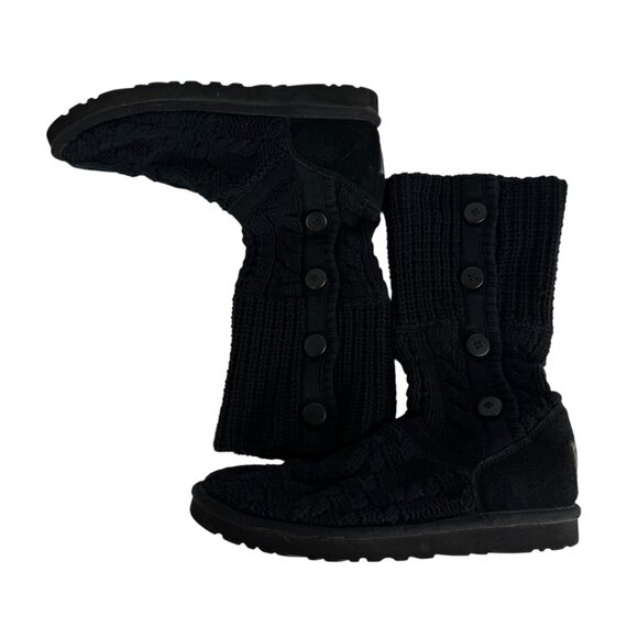 Ugg Black Sweater Boots Calf Women's 9 GUC Casual Warm Winter Comfortable - Picture 5 of 15